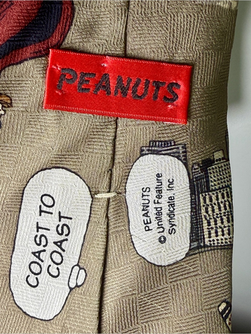 Peanuts Coast to Coast Silk Tie Snoopy Travel Print Vintage - Picture 7 of 10